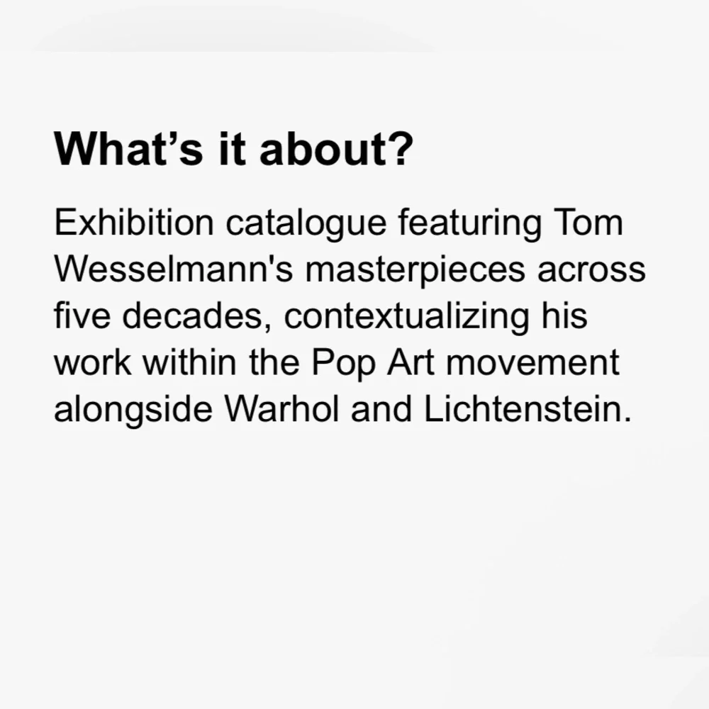 Tom Wesselmann Pop Art Book